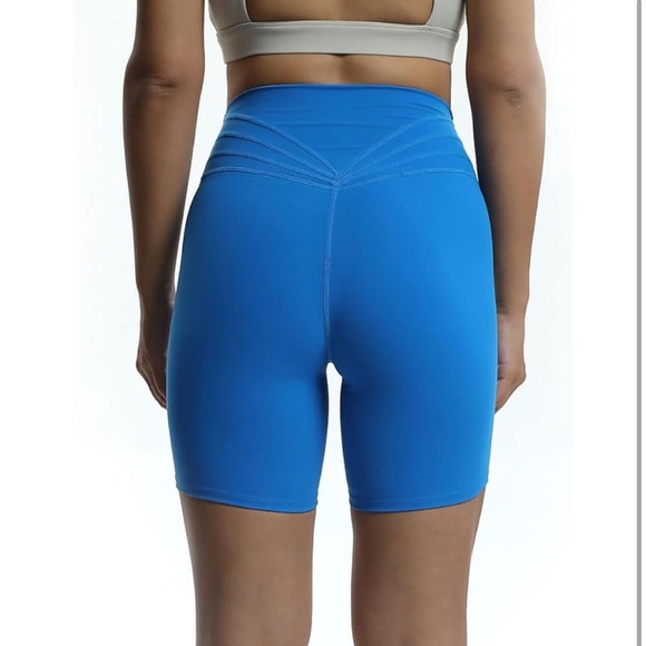 Aoxjox Trinity Workout Biker Shorts 6” • Small • Tropical Blue - Picture 4 of 6